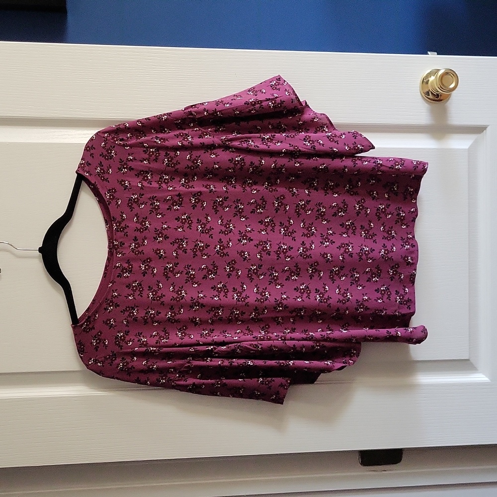 LOFT Outlet Mixed Material Floral Blouse, size S